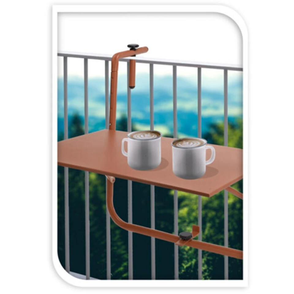 Pro Garden Balkon Tafel - Metaal - Mat Terracotta - 60 X 43 Cm 4 Pro Garden Balkon Tafel - Metaal - Mat Terracotta - 60 X 43 Cm - Afbeelding 2