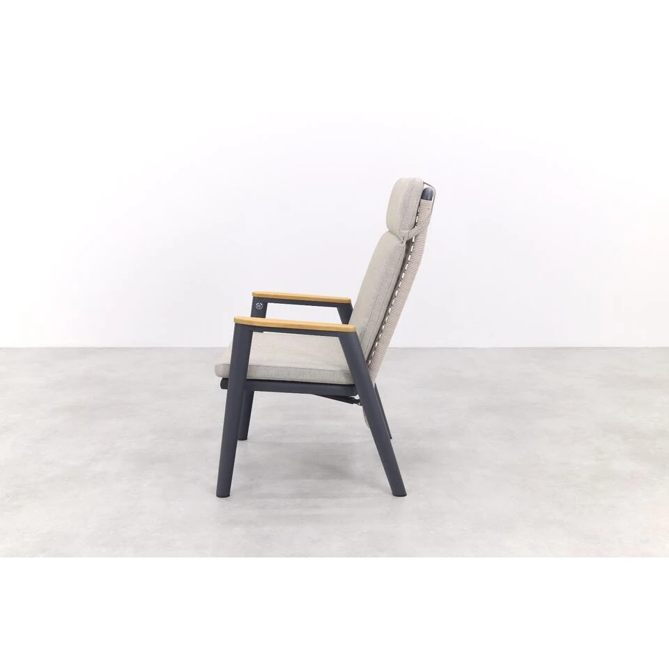 VDG Solaro Verstelbare Dining Tuinstoel - Light Rope / Teak Arm 10 VDG Solaro Verstelbare Dining Tuinstoel - Light Rope / Teak Arm - Afbeelding 8