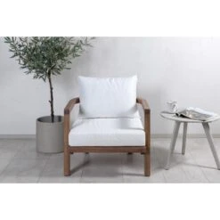 Svea - Abdul Loungestoel - Acaciahout - Naturel/wit -Geselecteerde Tuinmeubelwinkel 1d3618099c564fb481b5ae5c44ff3a58