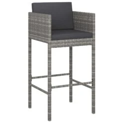 VidaXL - Tuinbarset - Grijs - Poly Rattan - 5 Stuks - Met Kussens -Geselecteerde Tuinmeubelwinkel 22a7b09b6a574982ae7dc5cbefd569b1
