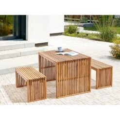 SULZANO - Tuinbank Set Van 2 - Lichthout - Acaciahout -Geselecteerde Tuinmeubelwinkel 23c8fc813b0a45458cd5003cc57870df