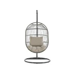 Beliani Hangstoel ALBA - Zwart Pe Rotan 8 Beliani Hangstoel ALBA - Zwart Pe Rotan -Geselecteerde Tuinmeubelwinkel 271472dcb940475fb0a70c6c385fb322