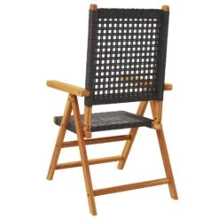 VidaXL - Verstelbare Tuinstoelen - Zwart - Poly Rattan En Hout Zwart - 4 Stuks -Geselecteerde Tuinmeubelwinkel 292af10976ad483b9924247679c2f8a0