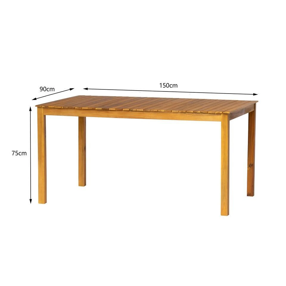 Tafel Voor Binnen En Buiten, 6 Personen, In Acacia 7 Tafel Voor Binnen En Buiten, 6 Personen, In Acacia - Afbeelding 5