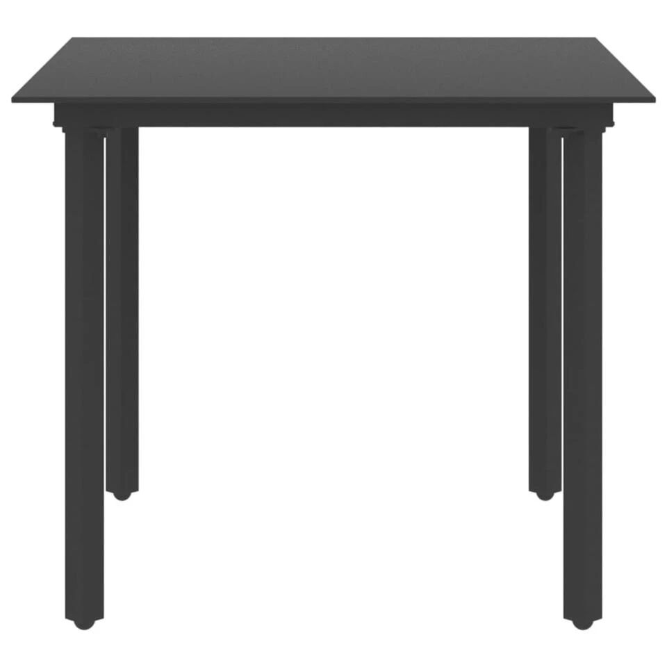 VidaXL - Tuintafel - Zwart - Staal En Glas - 80 X 80 X 74 Cm 4 VidaXL - Tuintafel - Zwart - Staal En Glas - 80 X 80 X 74 Cm - Afbeelding 2