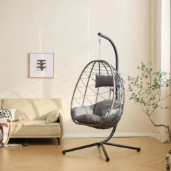 Hangstoel Van Rotan En Metaal In Zwart -Geselecteerde Tuinmeubelwinkel 2fd009433f8f454f90230179e6665695