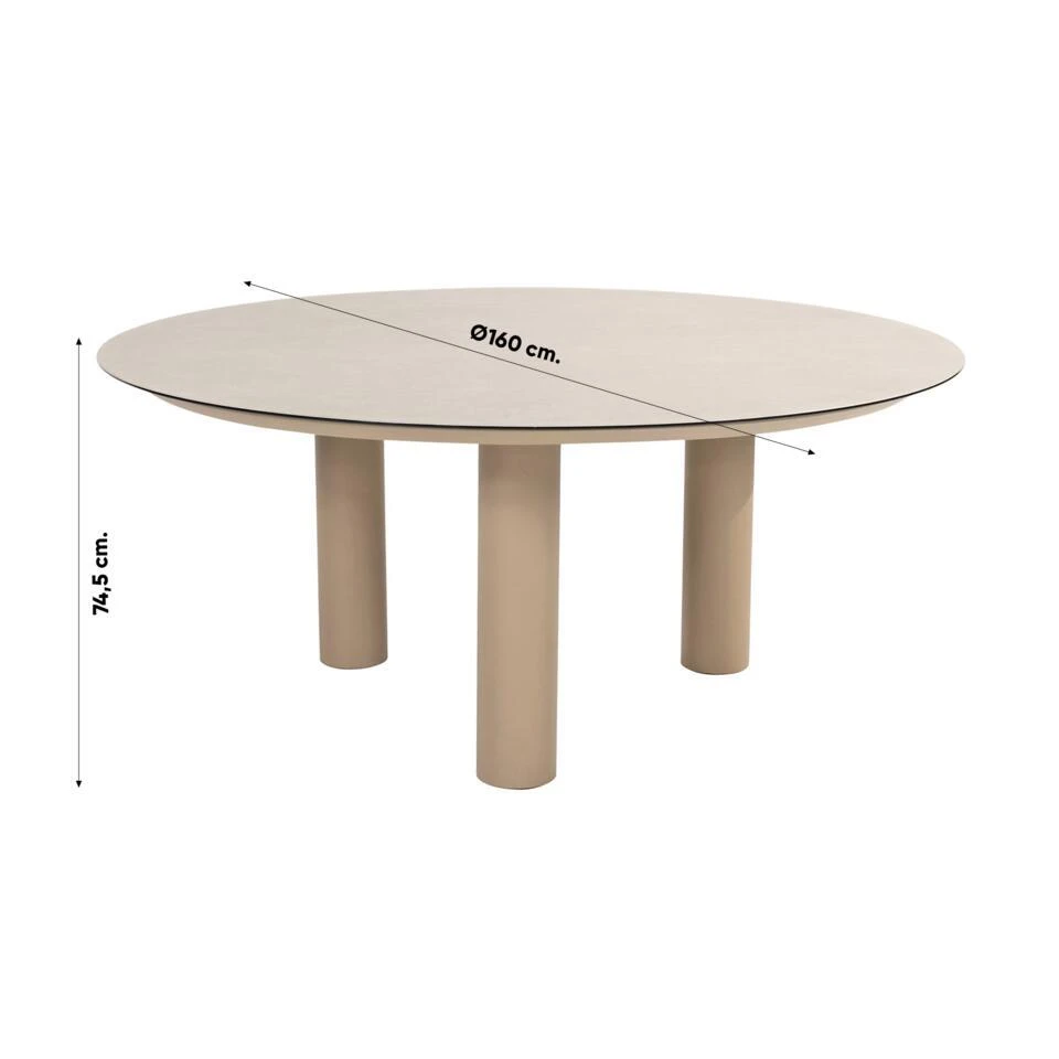 Taste Donato Ronde Dining Tuintafel Ø160 Cm. - Latte 9 Taste Donato Ronde Dining Tuintafel Ø160 Cm. - Latte - Afbeelding 7