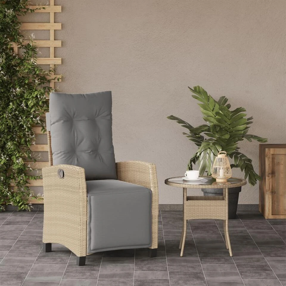 VidaXL - Tuinstoel Verstelbaar Met Voetensteun - Beige - Poly Rattan 5 VidaXL - Tuinstoel Verstelbaar Met Voetensteun - Beige - Poly Rattan - Afbeelding 3