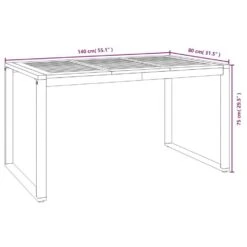 VidaXL - Tuintafel Met U-vormige Poten - Bruin - Acaciahout - 140 X 80 X 75 Cm -Geselecteerde Tuinmeubelwinkel 37296efd3fff468cb41a275f8be6f7fd