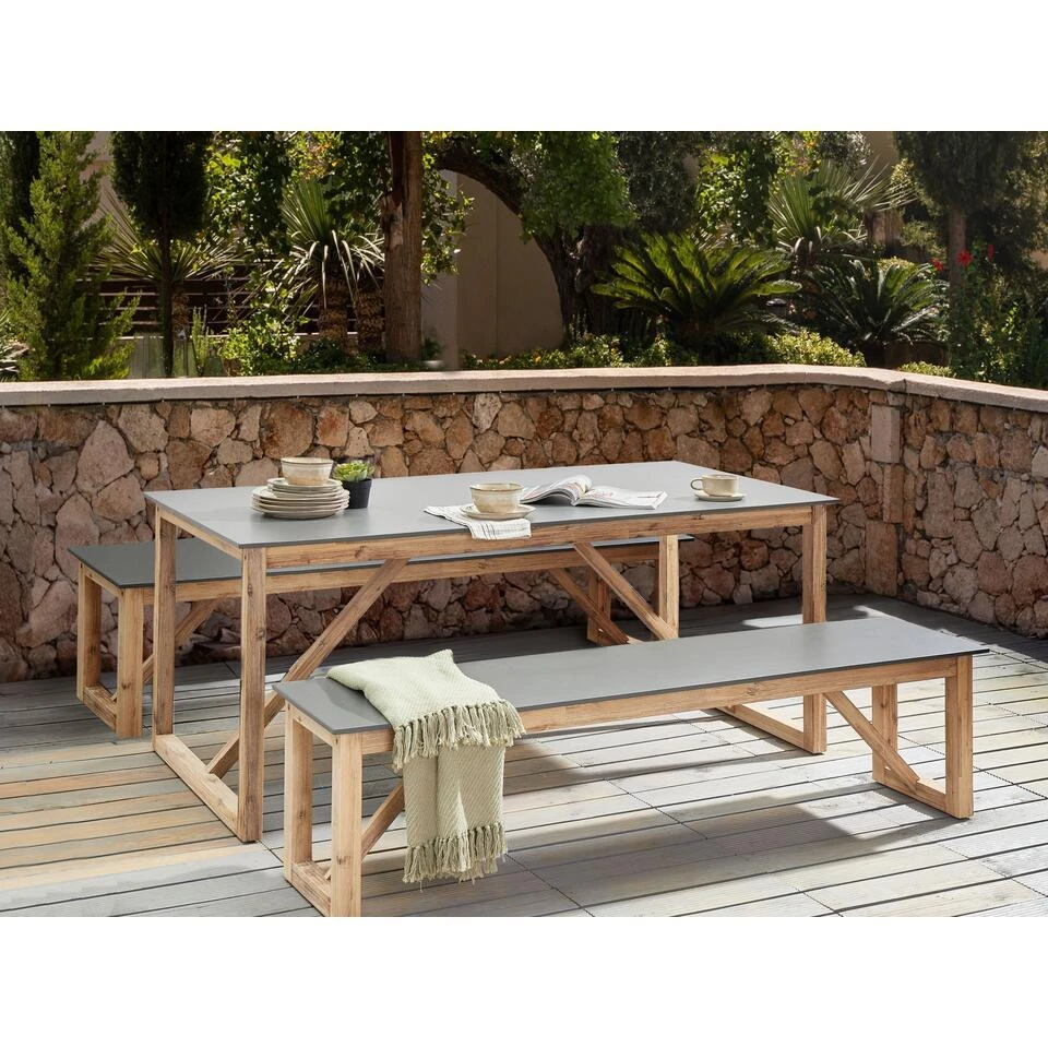 NOTTERI - Tuintafel - Grijs/Bruin - Beton 4 NOTTERI - Tuintafel - Grijs/Bruin - Beton - Afbeelding 2