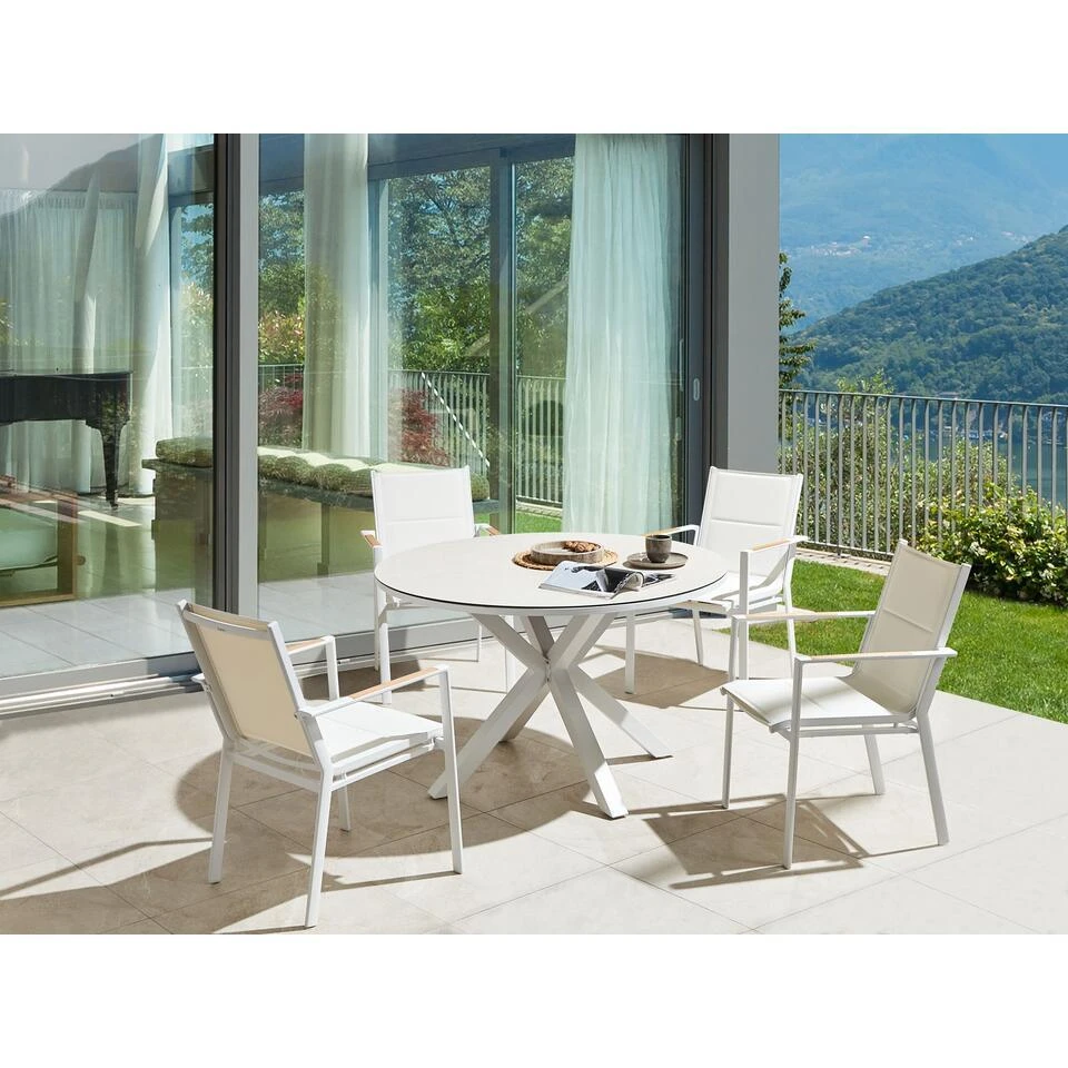 MALETTO - Tuintafel - Wit - ⌀ 120 Cm - Aluminium 6 MALETTO - Tuintafel - Wit - ⌀ 120 Cm - Aluminium - Afbeelding 4