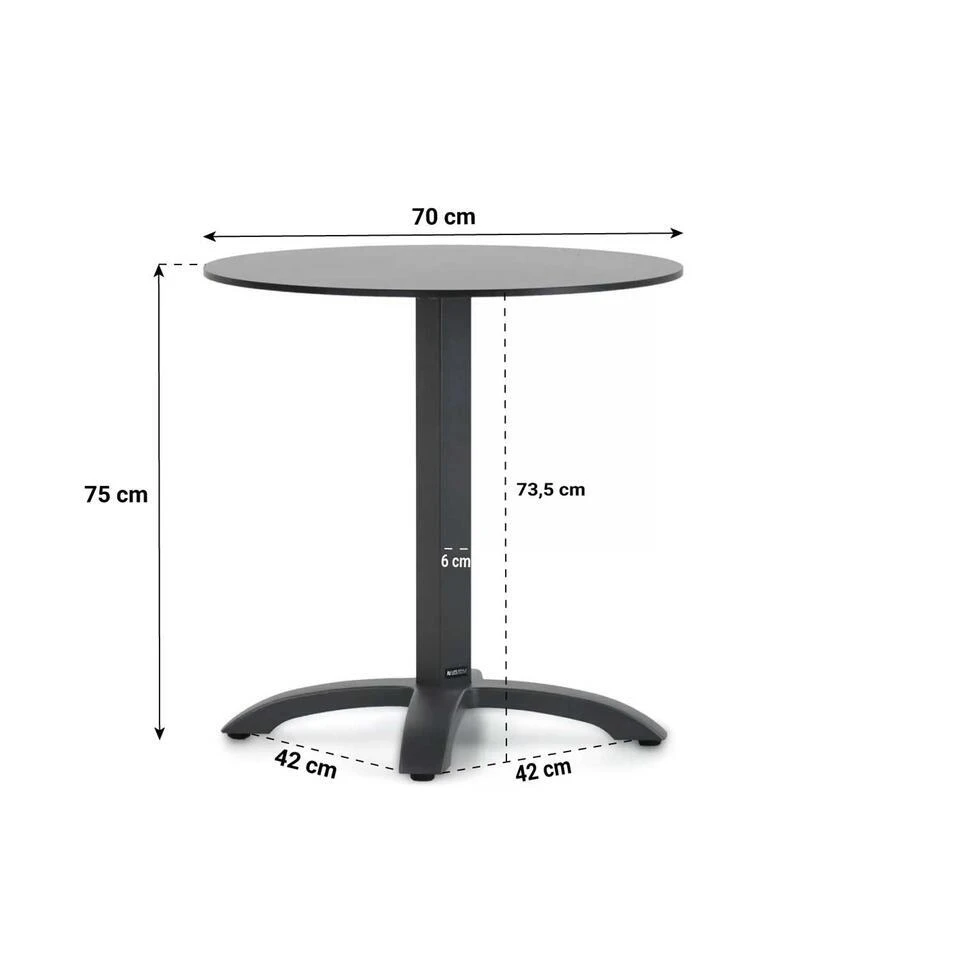 Dining Tuintafel Rond 70 Cm Aluminium Grijs Talao 4 Dining Tuintafel Rond 70 Cm Aluminium Grijs Talao - Afbeelding 2