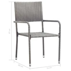 VidaXL - Stapelstoelen - Grijs - Poly Rattan - 2 Stuks -Geselecteerde Tuinmeubelwinkel 3c40c50af5b9406d987180dda83e31a0