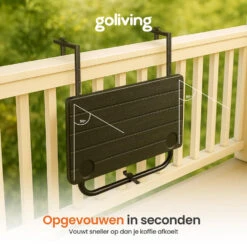 Goliving Balkontafel - Inklapbaar - Hangend - 60 X 40 Cm - Hoogteverstelbaar 12 Goliving Balkontafel - Inklapbaar - Hangend - 60 X 40 Cm - Hoogteverstelbaar -Geselecteerde Tuinmeubelwinkel 3d702d06715847f19ddc0584e7998d6b