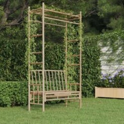 VidaXL - Tuinbank - Bruin - Bamboe - 116 Cm - Met Pergola -Geselecteerde Tuinmeubelwinkel 3e6ccf39a5ae48c6ac20b3be341ad5d5