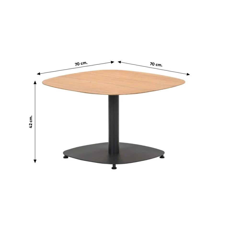 Leon Bijzettafel - Aluminium - Carbon Black -light Teak Look-50x50 Cm 4 Leon Bijzettafel - Aluminium - Carbon Black -light Teak Look-50x50 Cm - Afbeelding 2