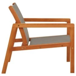 VidaXL Loungestoel Massief Eucalyptushout En Textileen Grijs -Geselecteerde Tuinmeubelwinkel 4283f9789b6745e6b33494bad610b66f