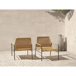 PRASIMO - Tuinstoel Set Van 2 - Naturel - PE Rotan -Geselecteerde Tuinmeubelwinkel 44882e1ace0a479fb172f24079e0a7c5