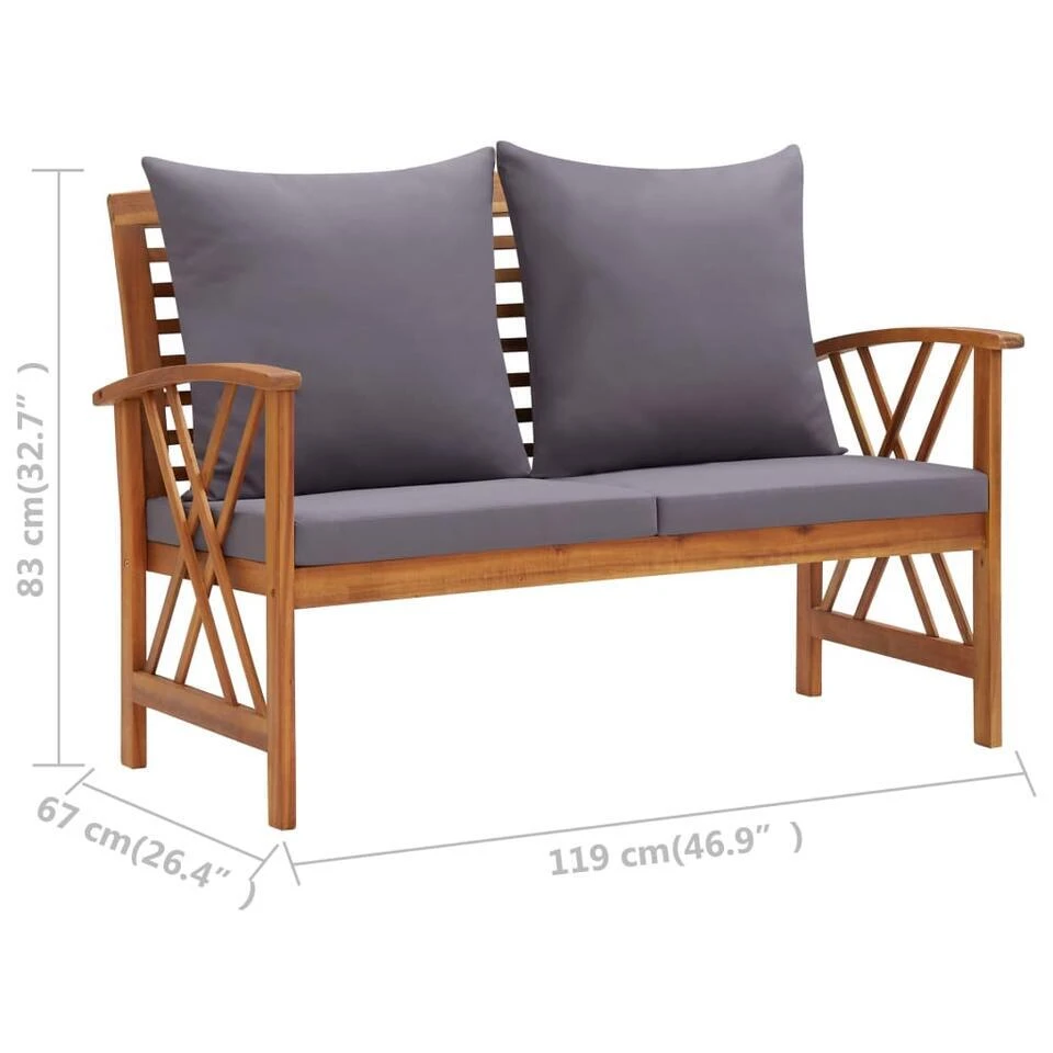 VidaXL - Tuinset - Grijs - Hout 11 VidaXL - Tuinset - Grijs - Hout - Afbeelding 9