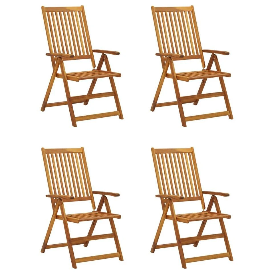 VidaXL - Verstelbare Tuinstoelen - Kussens - Crème - Acaciahout - 4 Stuks 4 VidaXL - Verstelbare Tuinstoelen - Kussens - Crème - Acaciahout - 4 Stuks - Afbeelding 2