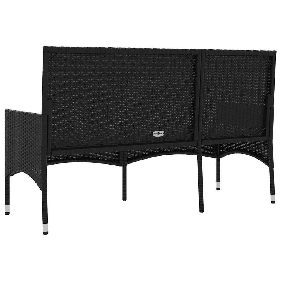 VidaXL - Tuinbank 3-zits - Zwart - Poly Rattan - Met Kussens 8 VidaXL - Tuinbank 3-zits - Zwart - Poly Rattan - Met Kussens - Afbeelding 6