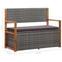 VidaXL Opbergbankje 115 Cm Poly Rattan En Massief Acaciahout Grijs 7 VidaXL Opbergbankje 115 Cm Poly Rattan En Massief Acaciahout Grijs -Geselecteerde Tuinmeubelwinkel 4c73cfecf4354aceaf532333359c8f19