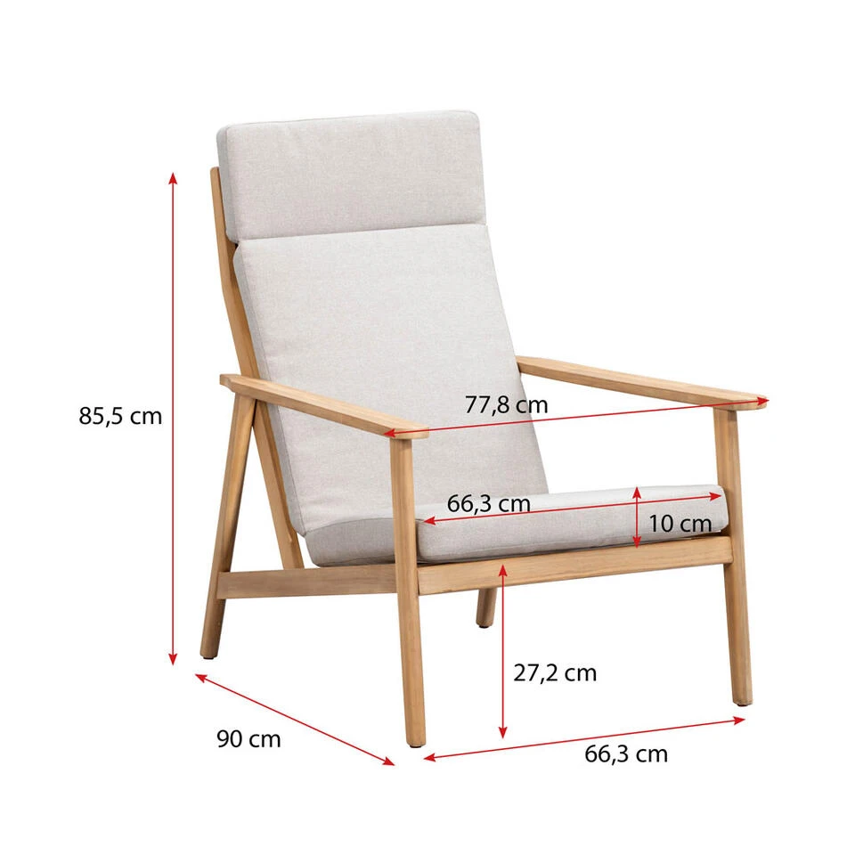 Lounge Fauteuil Jura - Acacia/grijs 9 Lounge Fauteuil Jura - Acacia/grijs - Afbeelding 7