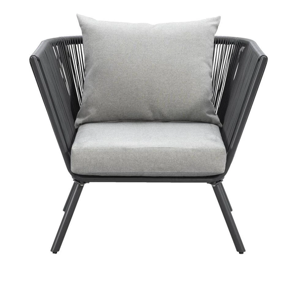 Loungestoel Almeria - Antraciet - 75x89x75 Cm 4 Loungestoel Almeria - Antraciet - 75x89x75 Cm - Afbeelding 2