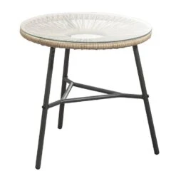 Bijzettafel Formentera - Naturel/antraciet - 50xØ50 Cm -Geselecteerde Tuinmeubelwinkel 50155168 0300