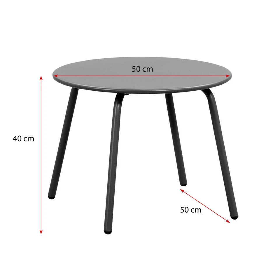 Bijzettafel Montreal - Antraciet/metaal - Ø50 Cm 5 Bijzettafel Montreal - Antraciet/metaal - Ø50 Cm - Afbeelding 3