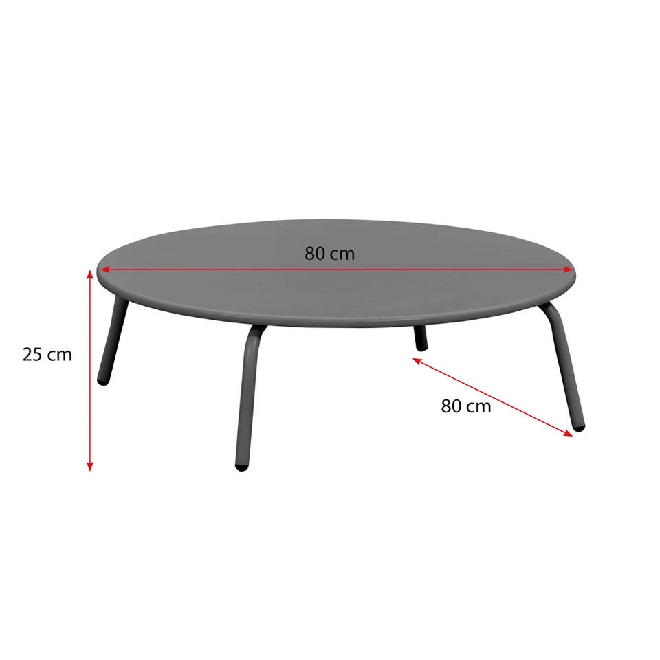 Bijzettafel Montreal - Antraciet/metaal - Ø80 Cm 5 Bijzettafel Montreal - Antraciet/metaal - Ø80 Cm - Afbeelding 3