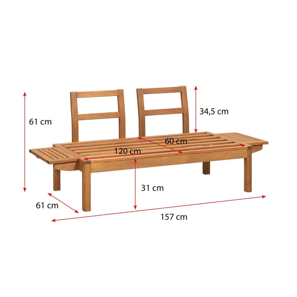 Tuinbank Orleàns - Naturel - 66x157x66 Cm 11 Tuinbank Orleàns - Naturel - 66x157x66 Cm - Afbeelding 9