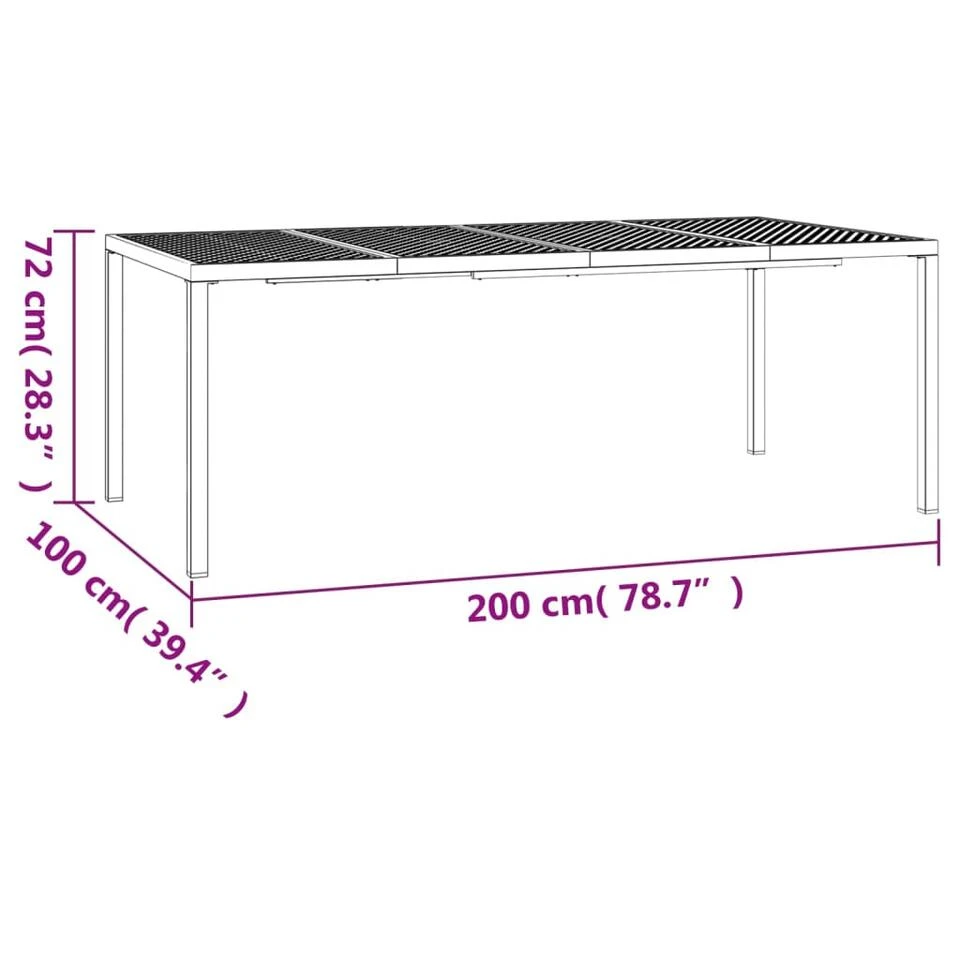 VidaXL - Tuintafel - Antraciet - Staal - 200 X 100 X 72 Cm 9 VidaXL - Tuintafel - Antraciet - Staal - 200 X 100 X 72 Cm - Afbeelding 7
