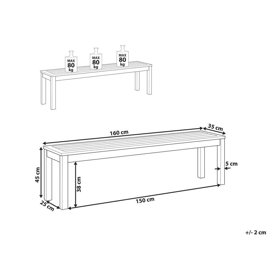 Beliani Tuinbank TUSCANIA - Donkere Houtkleur Eucalyptushout 5 Beliani Tuinbank TUSCANIA - Donkere Houtkleur Eucalyptushout - Afbeelding 3