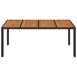 VidaXL - Tuintafel Met Houten Blad - Zwart - Poly Rattan - 190 X 90 X 75 Cm 11 VidaXL - Tuintafel Met Houten Blad - Zwart - Poly Rattan - 190 X 90 X 75 Cm -Geselecteerde Tuinmeubelwinkel 51b3948a988d4f47ac7a050953ccf287