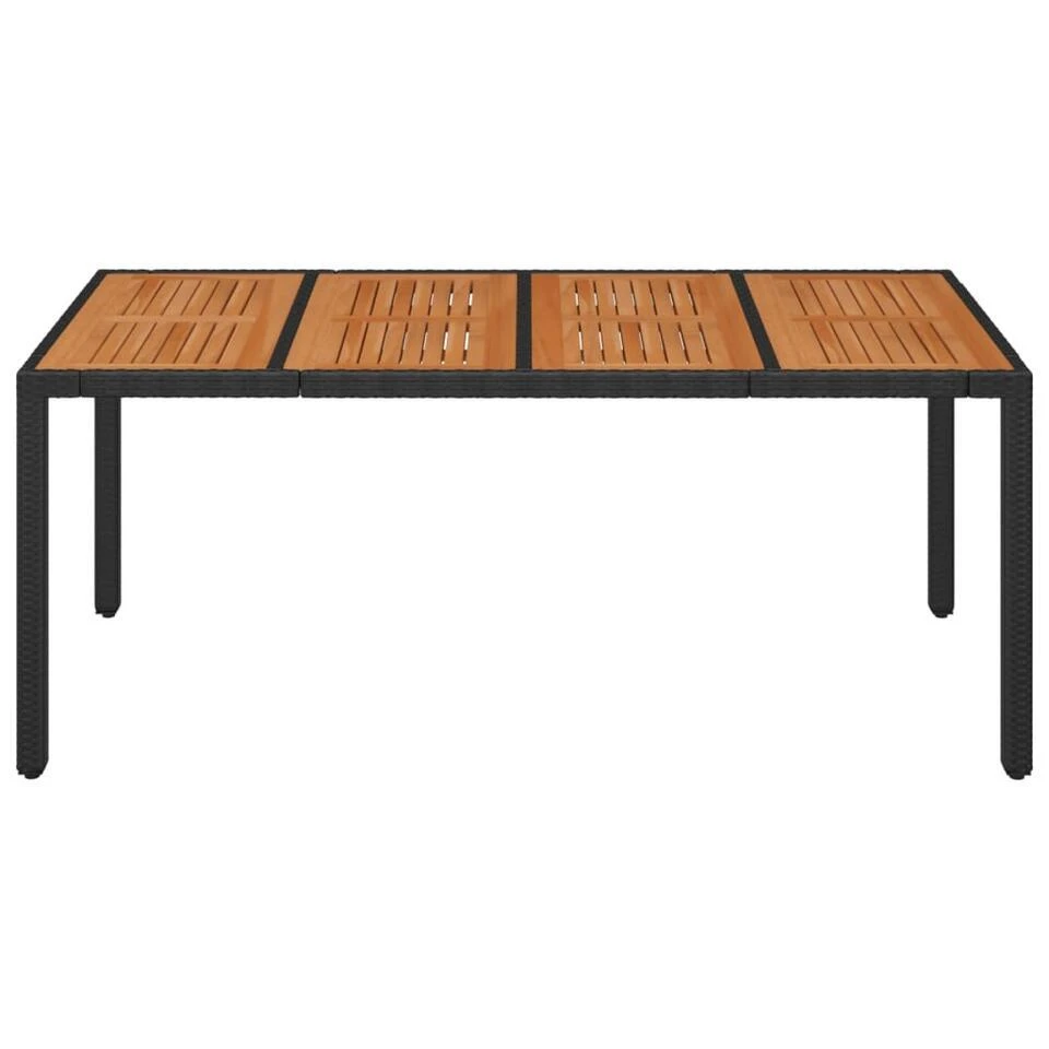 VidaXL - Tuintafel Met Houten Blad - Zwart - Poly Rattan - 190 X 90 X 75 Cm 5 VidaXL - Tuintafel Met Houten Blad - Zwart - Poly Rattan - 190 X 90 X 75 Cm - Afbeelding 3