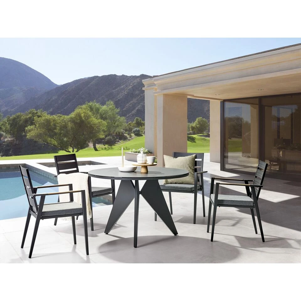 Beliani Tuinstoel TAVIANO - Zwart Aluminium 4 Beliani Tuinstoel TAVIANO - Zwart Aluminium - Afbeelding 2