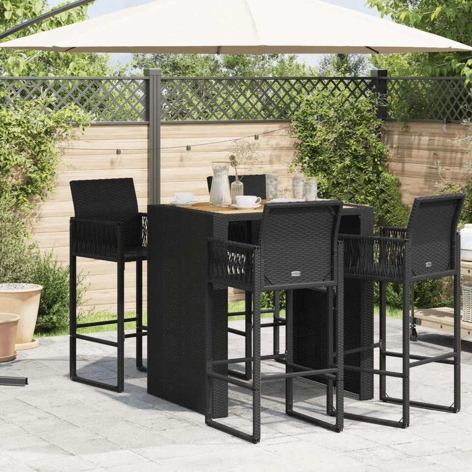 VidaXL - Tuinbartafel - Zwart - Poly Rattan - 105 X 80 X 110 Cm 5 VidaXL - Tuinbartafel - Zwart - Poly Rattan - 105 X 80 X 110 Cm - Afbeelding 3