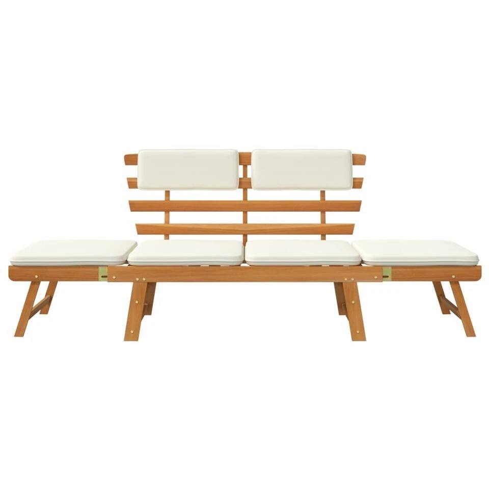 VidaXL - Tuinbank - Crème - Acaciahout - 190 Cm - 2-in-1 - Met Kussen 7 VidaXL - Tuinbank - Crème - Acaciahout - 190 Cm - 2-in-1 - Met Kussen - Afbeelding 5