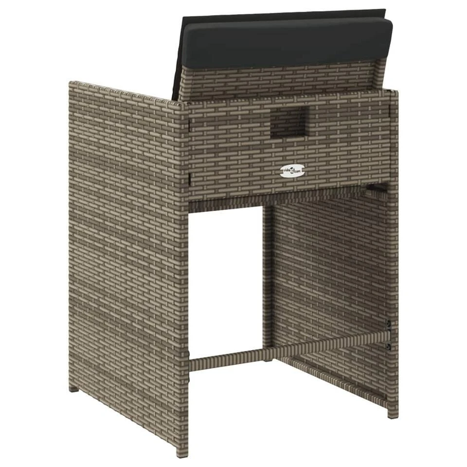 VidaXL - Tuinstoelen - Kussens - Grijs - Poly Rattan - 4 Stuks 7 VidaXL - Tuinstoelen - Kussens - Grijs - Poly Rattan - 4 Stuks - Afbeelding 5