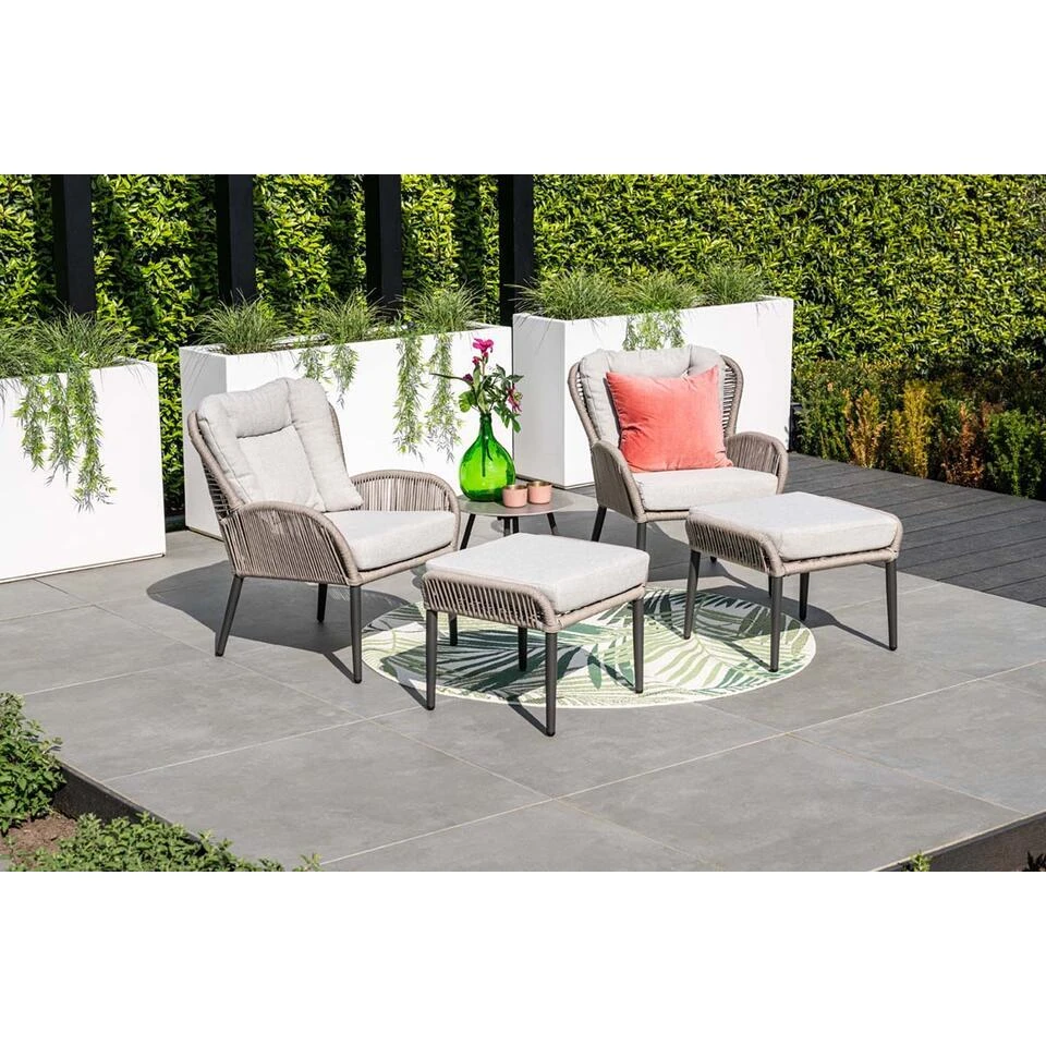 Andorra Fauteuil - Incl. Voetenbank - C. Black - Rope Taupe - Sand 4 Andorra Fauteuil - Incl. Voetenbank - C. Black - Rope Taupe - Sand - Afbeelding 2