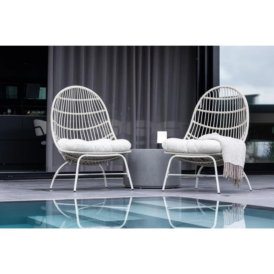 Svea - Ines Outdoor Loungestoel - Wicker - Wit 4 Svea - Ines Outdoor Loungestoel - Wicker - Wit - Afbeelding 2