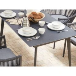 Beliani Eettafel MILETO - Grijs Aluminium 9 Beliani Eettafel MILETO - Grijs Aluminium -Geselecteerde Tuinmeubelwinkel 5f42c292eec24c70804f0085534d86ac
