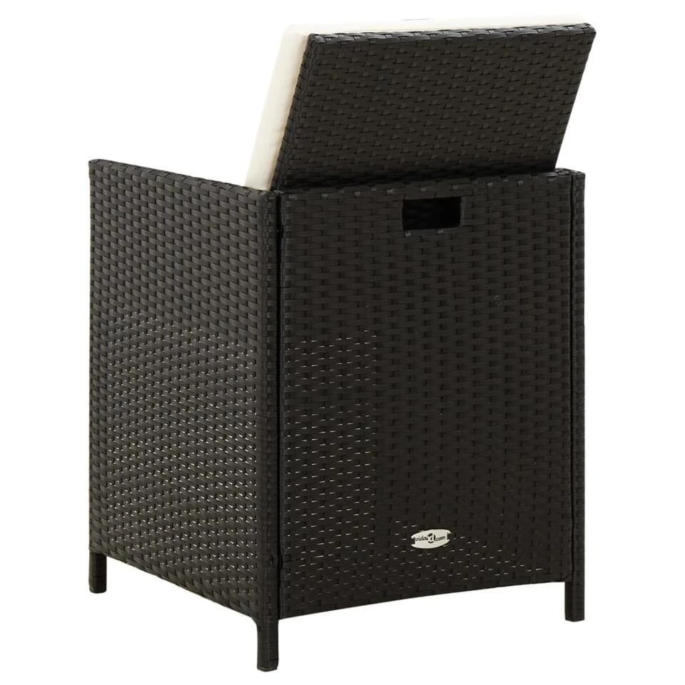 VidaXL - Tuinstoel En Voetenbank - Zwart - Poly Rattan - 4 Stuks 7 VidaXL - Tuinstoel En Voetenbank - Zwart - Poly Rattan - 4 Stuks - Afbeelding 5