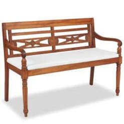 VidaXL Bank Batavia Met Kussens 120 Cm Teakhout -Geselecteerde Tuinmeubelwinkel 67a5841de433493dbe5714b411c334ad