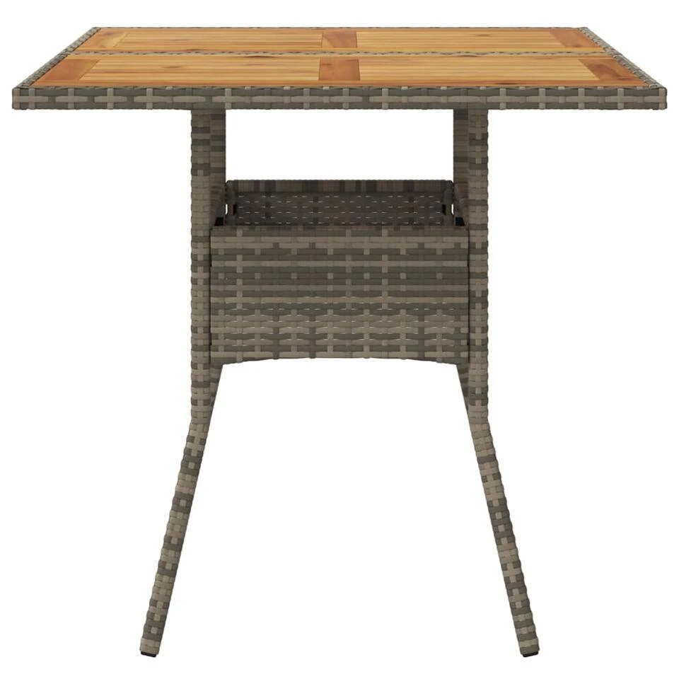 VidaXL - Tuintafel Met Acaciahouten Blad - Grijs - Poly Rattan - 80 X 80 X 75 Cm 7 VidaXL - Tuintafel Met Acaciahouten Blad - Grijs - Poly Rattan - 80 X 80 X 75 Cm - Afbeelding 5