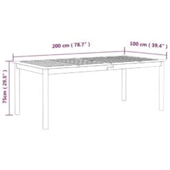VidaXL - Tuintafel - Grijs - Massief Acaciahout - 200 X 100 X 75 Cm -Geselecteerde Tuinmeubelwinkel 6a07fea7291049239f193ef44e7ceec9