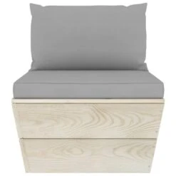 VidaXL - Tuinmiddenbank - Grijs - Geïmpregneerd Vurenhout - Met Kussens Pallet -Geselecteerde Tuinmeubelwinkel 6af34917d68f4df19306e87398ff529d