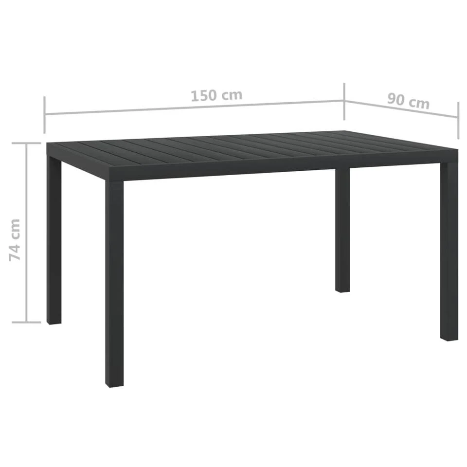 VidaXL Tuintafel 150x90x74 Cm Aluminium En HKC Zwart 6 VidaXL Tuintafel 150x90x74 Cm Aluminium En HKC Zwart - Afbeelding 4