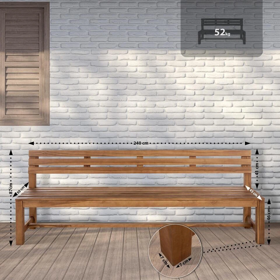 CLP Teakbank Augusta 240 Cm 4 CLP Teakbank Augusta 240 Cm - Afbeelding 2